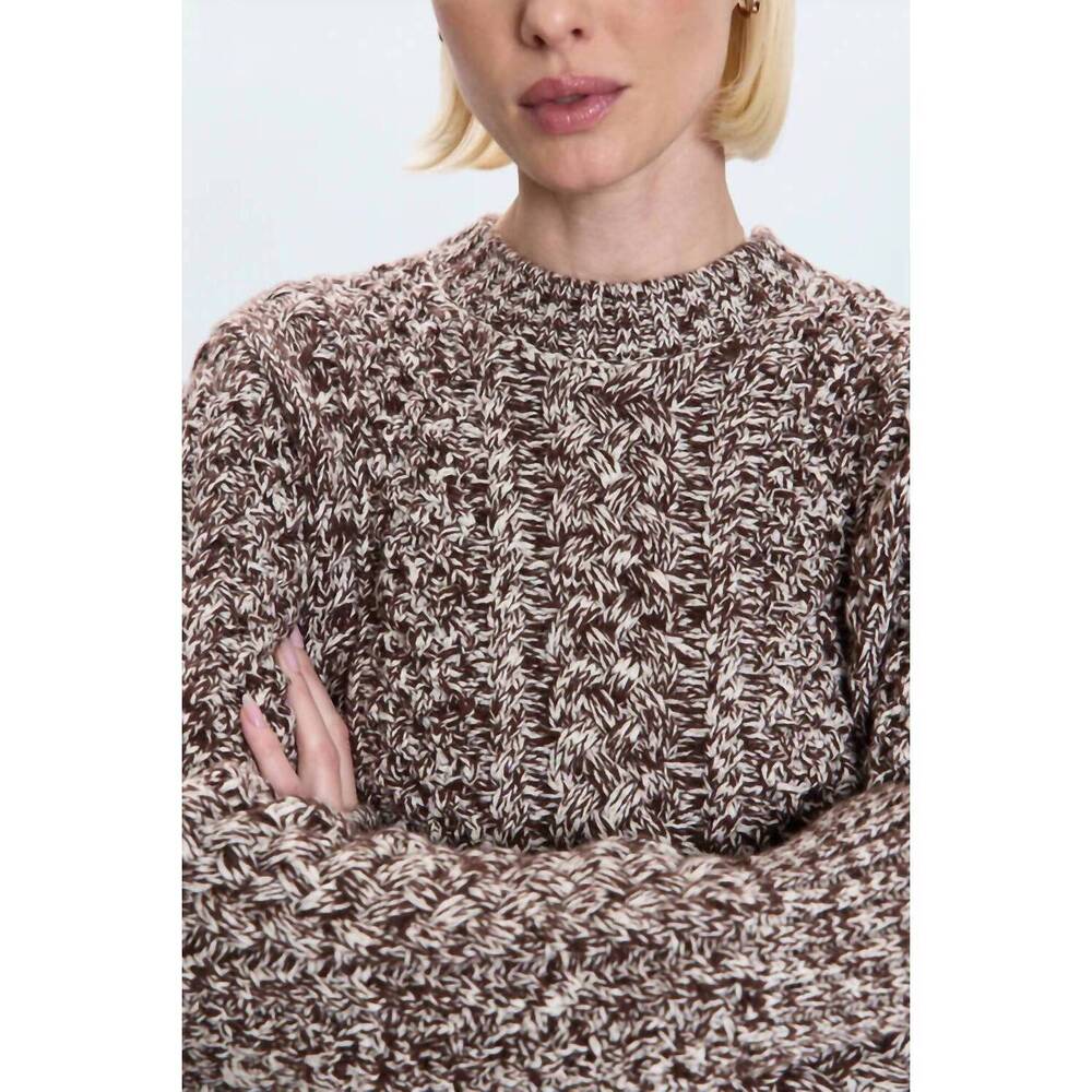 NEW PISTOLA quinn shrunken fisherman sweater in chocolate marl - Picture 5 of 6